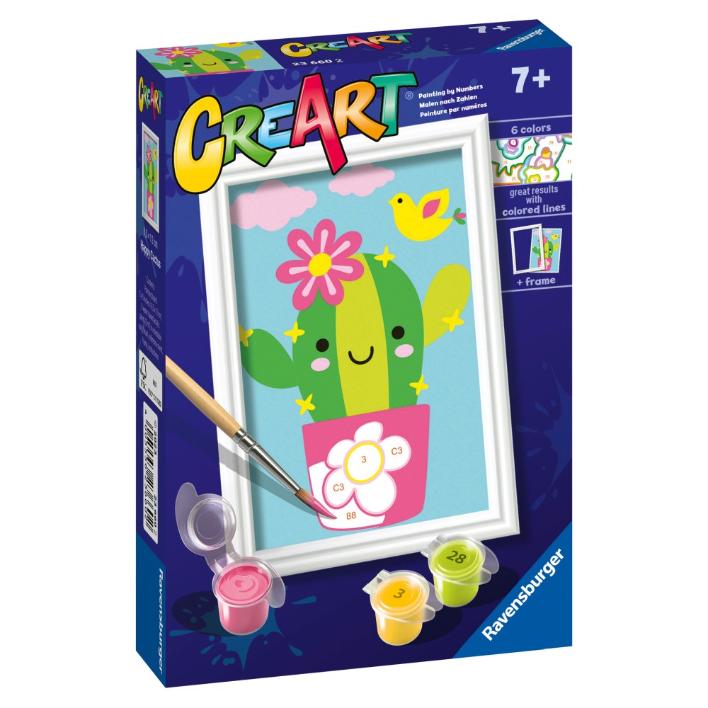 CREART PICTURA PE NUMERE PENTRU COPII CACTUS IN GHIVECI - RAVENSBURGER (RVSPBN23660)