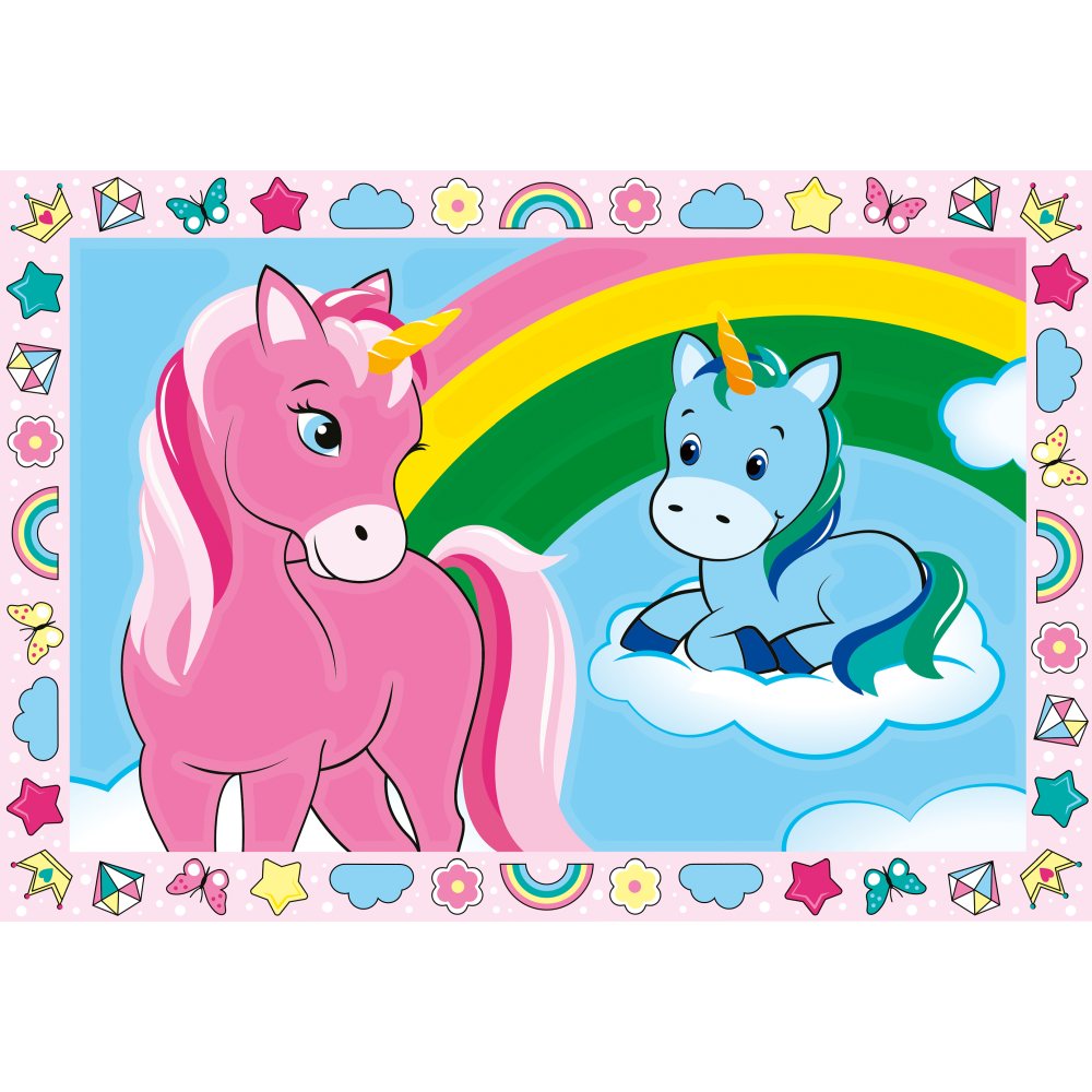 CREART PICTURA PE NUMERE PENTRU COPII 2 SABLOANE UNICORNI VESELI - RAVENSBURGER (RVSPBN23699)