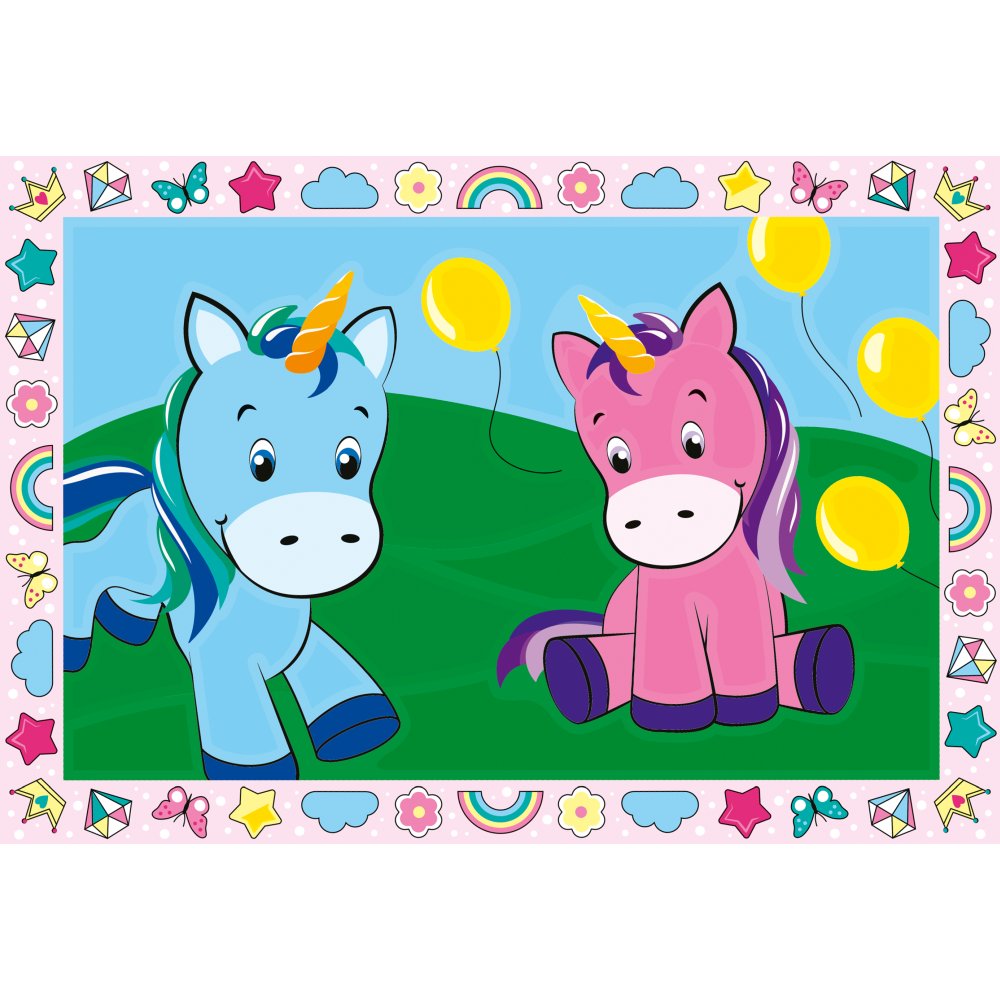 CREART PICTURA PE NUMERE PENTRU COPII 2 SABLOANE UNICORNI VESELI - RAVENSBURGER (RVSPBN23699)