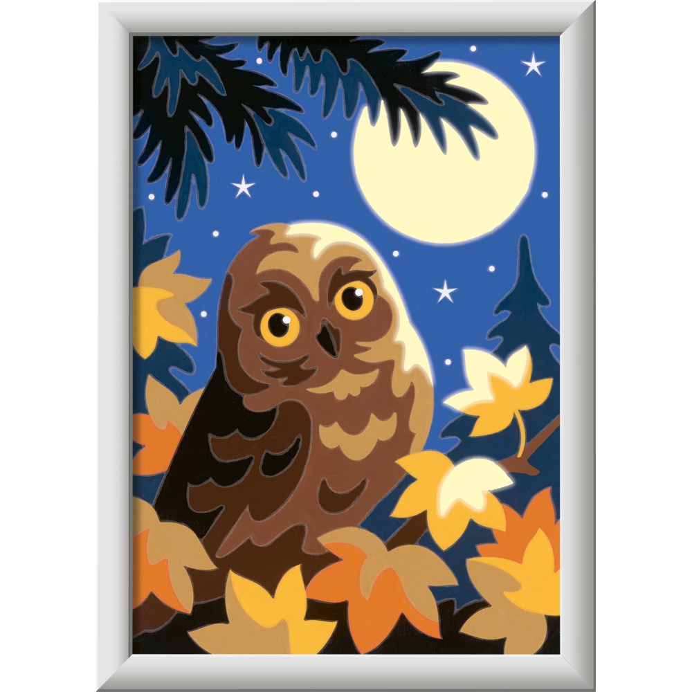 CREART PICTURA PE NUMERE PENTRU COPII BUFNITA CARE STRALUCESTE IN INTUNERIC - RAVENSBURGER (RVSPBN23711)