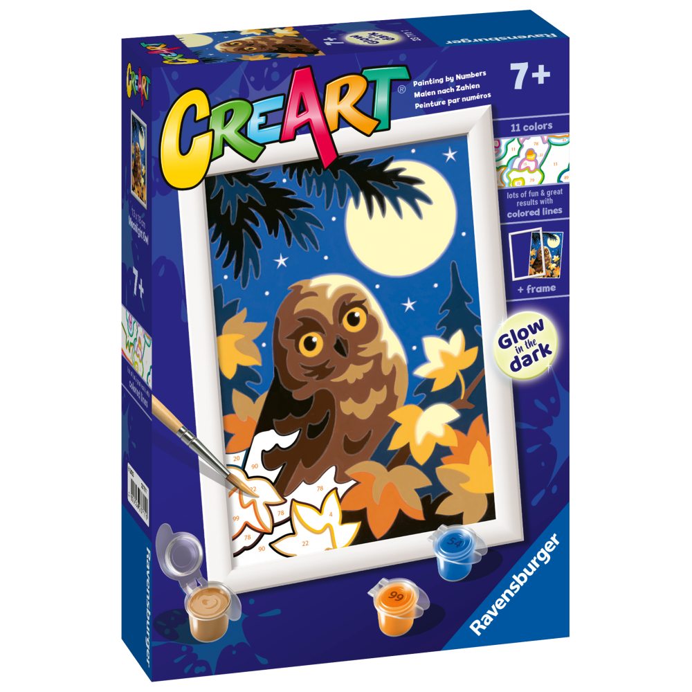 CREART PICTURA PE NUMERE PENTRU COPII BUFNITA CARE STRALUCESTE IN INTUNERIC - RAVENSBURGER (RVSPBN23711)