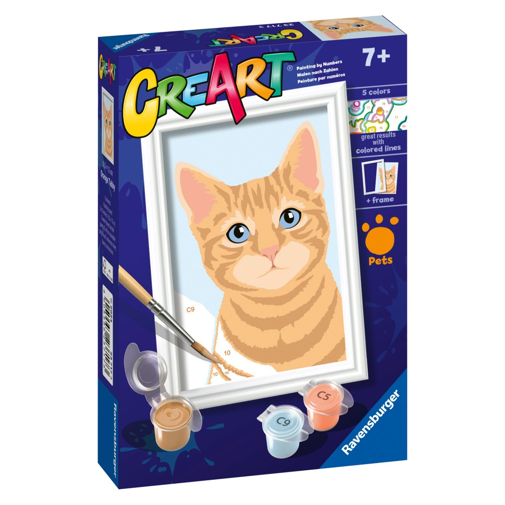 CREART PICTURA PE NUMERE PENTRU COPII PISICUTA PORTOCALIE - RAVENSBURGER (RVSPBN23717)