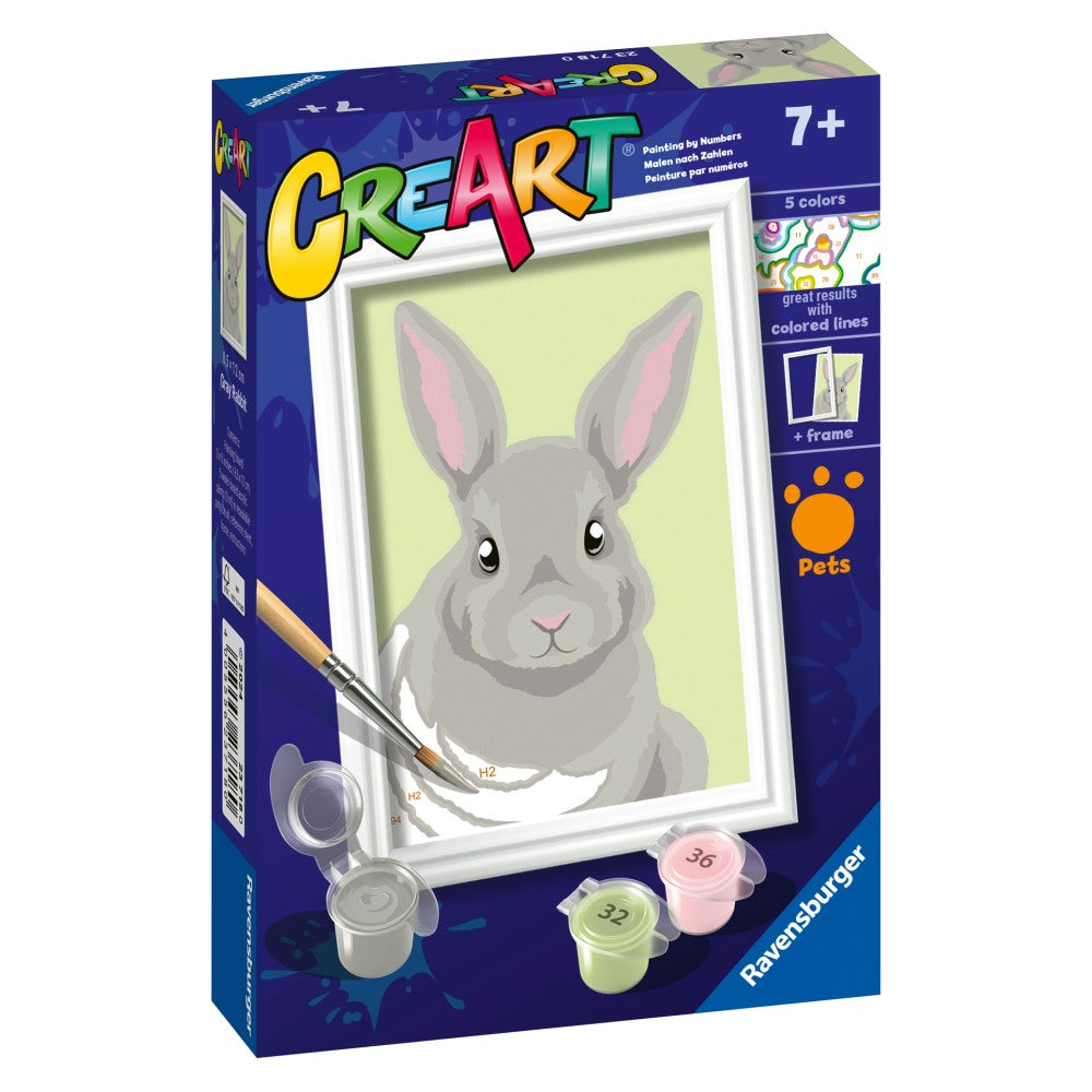 CREART PICTURA PE NUMERE PENTRU COPII IEPURAS GRI - RAVENSBURGER (RVSPBN23718)