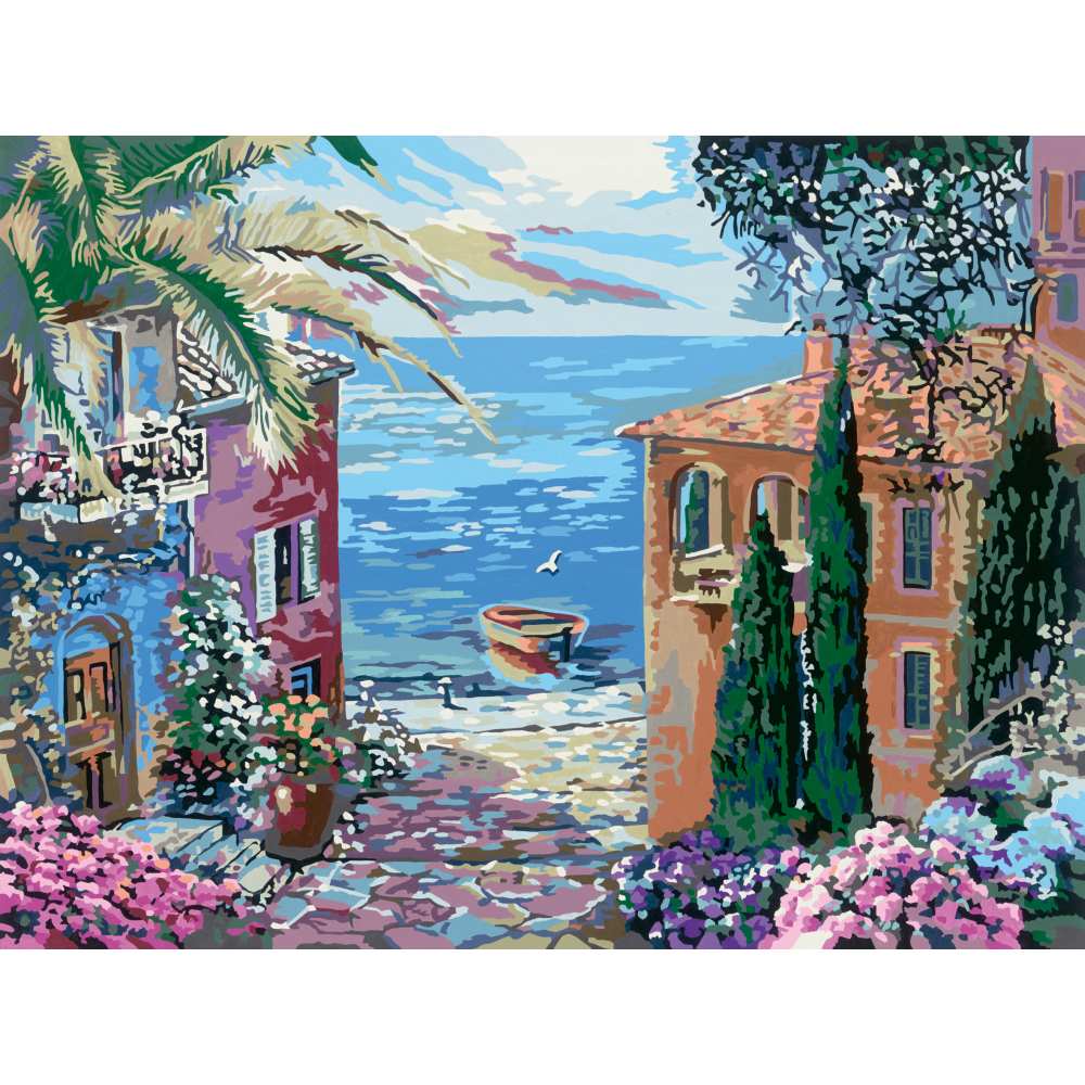 CREART PICTURA PE NUMERE PENTRU ADULTI TABLOU CANVAS PEISAJ MEDITERANEAN - RAVENSBURGER (RVSPBN23913)