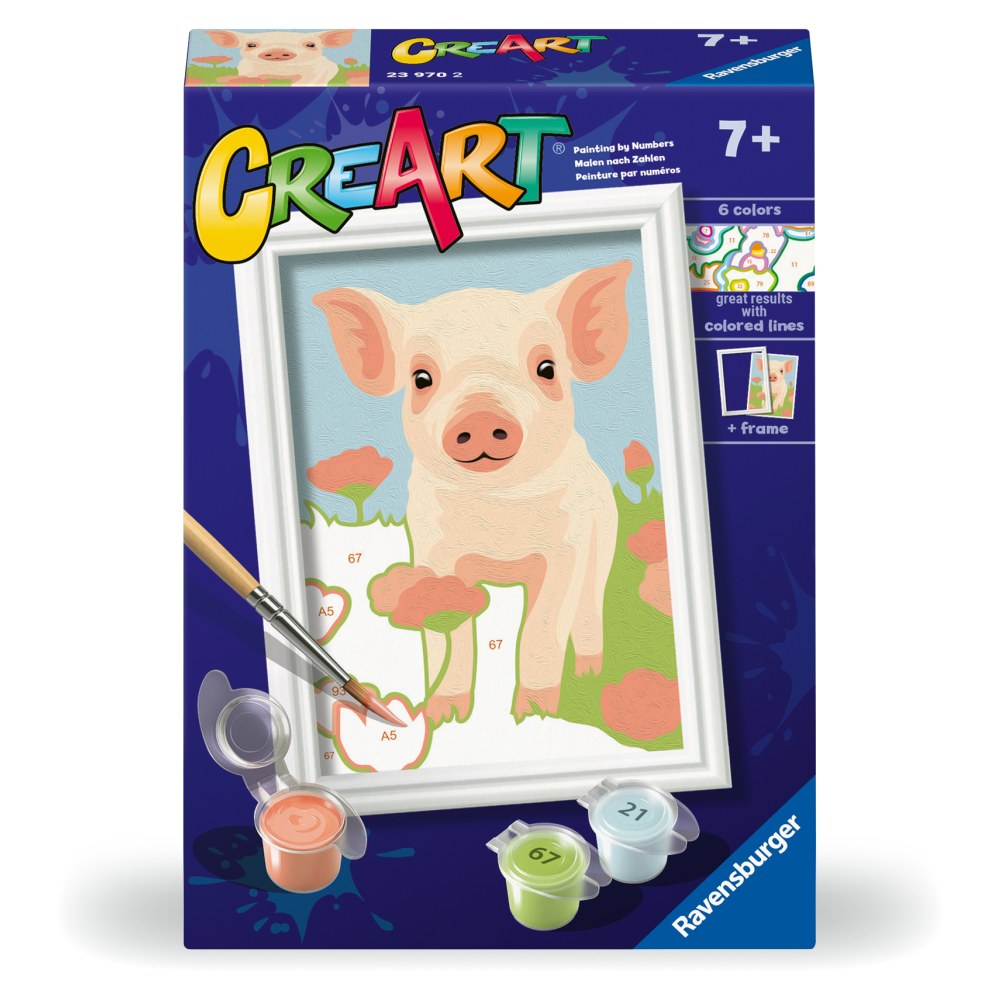 CREART PICTURA PE NUMERE PENTRU COPII PORCUSOR DRAGUT - RAVENSBURGER (RVSPBN23970)