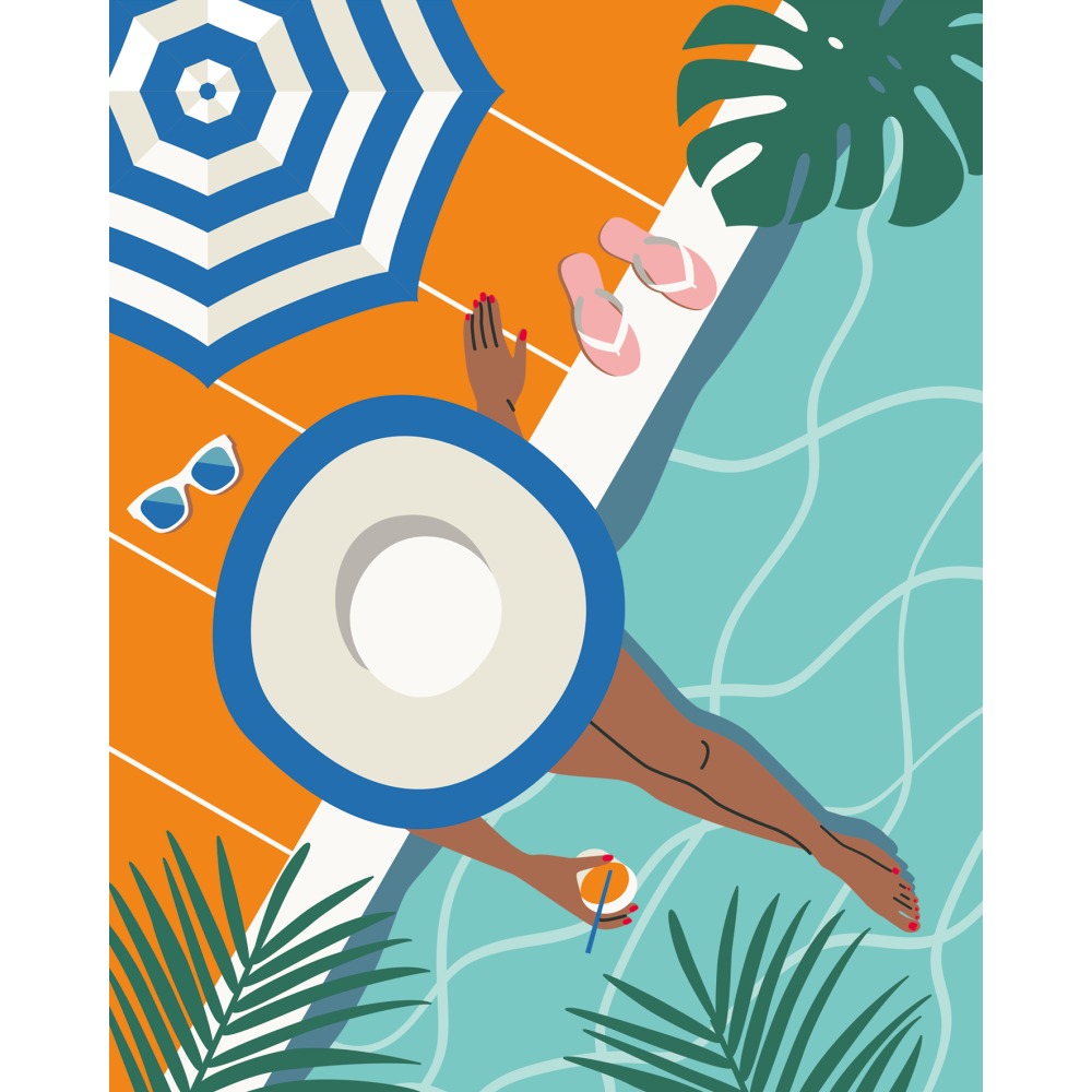 CREART PICTURA PE NUMERE PENTRU ADULTI MOMENTE DE RELAXARE LA PISCINA - RAVENSBURGER (RVSPBN25523)