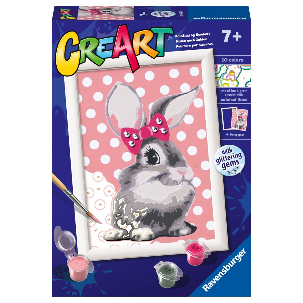 CREART PICTURA PE NUMERE PENTRU COPII IEPURAS CU FUNDA - RAVENSBURGER (RVSPBN28933)