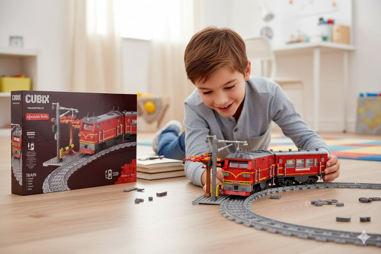 TRENULET ELECTRIC, VAGON SI LOCOMOTIVA, TRASEU SINE 80 X 83 CM - GLOBO (GL42941)