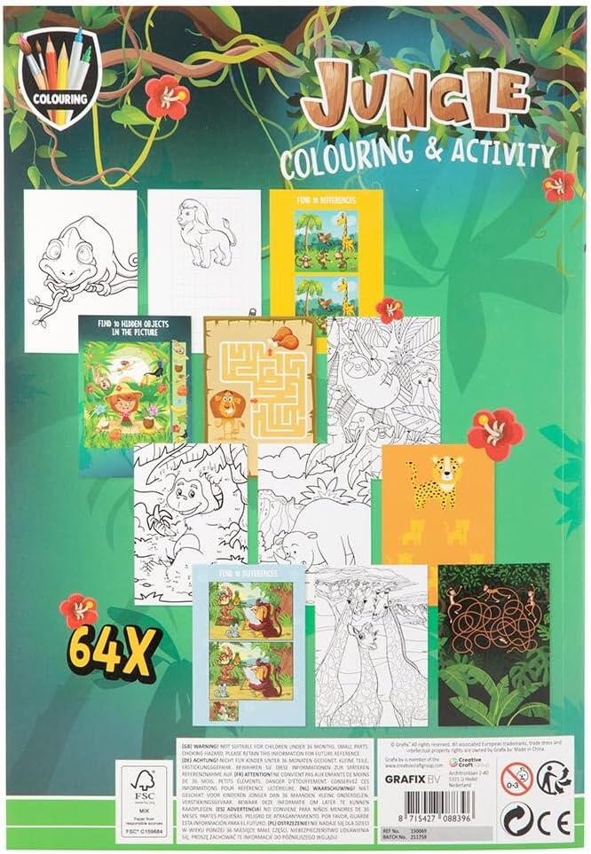 CARTE DE COLORAT CU ACTIVITATI - JUNGLA - GRAFIX (150101)