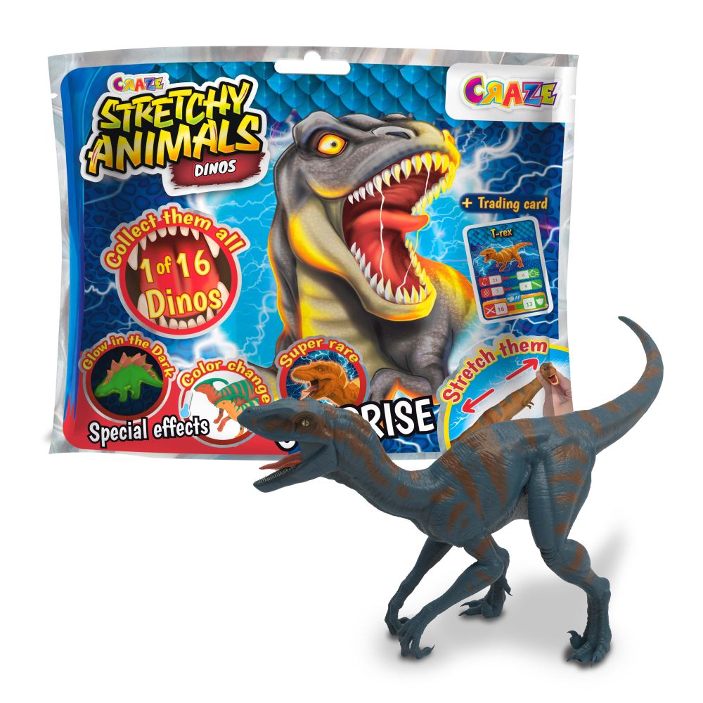 FIGURINA ELASTICA DINOZAUR CU UMPLUTURA SPECIALA SI PIELE ELASTICA - CRAZE (CRZ43851)
