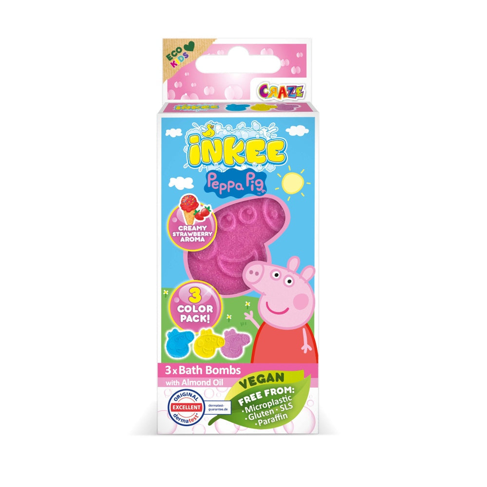 BOMBE DE BAIE INKEE 3 BUC ASORTATE IN FORMA DE PEPPA PIG - CRAZE (CRZ44001)