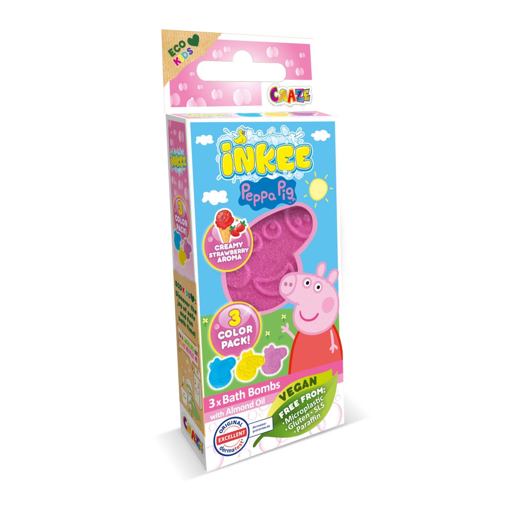 BOMBE DE BAIE INKEE 3 BUC ASORTATE IN FORMA DE PEPPA PIG - CRAZE (CRZ44001)