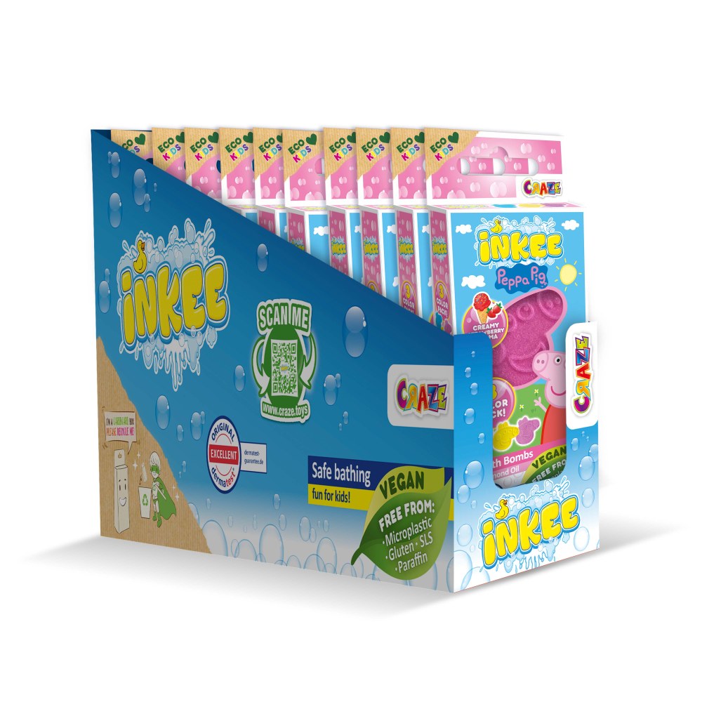 BOMBE DE BAIE INKEE 3 BUC ASORTATE IN FORMA DE PEPPA PIG - CRAZE (CRZ44001)