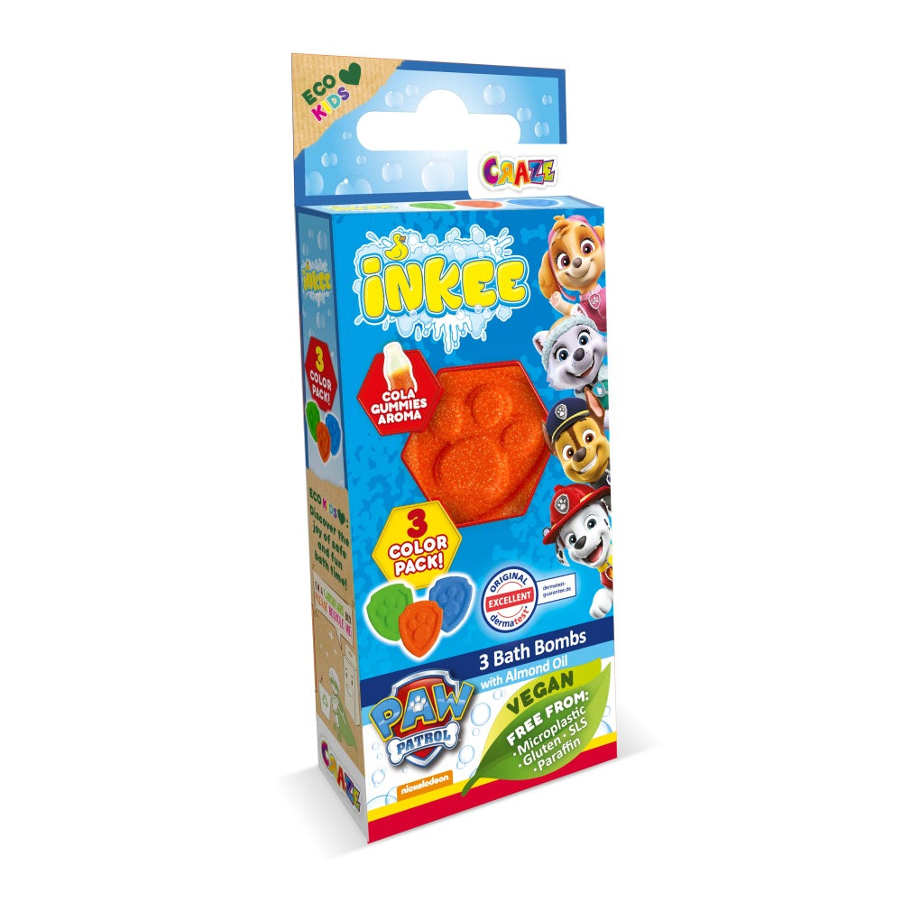 BOMBE DE BAIE INKEE 3 BUC ASORTATE IN FORMA DE LABUTA PAW PATROL - CRAZE (CRZ44032)