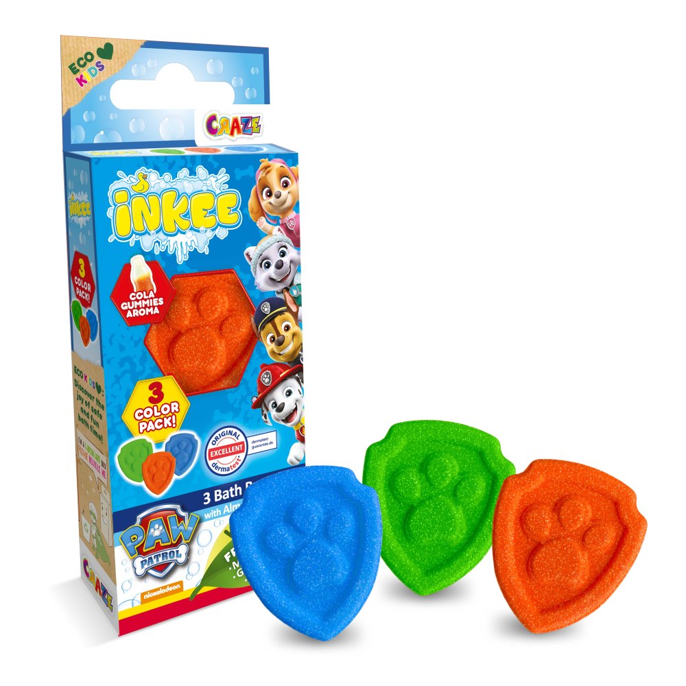 BOMBE DE BAIE INKEE 3 BUC ASORTATE IN FORMA DE LABUTA PAW PATROL - CRAZE (CRZ44032)