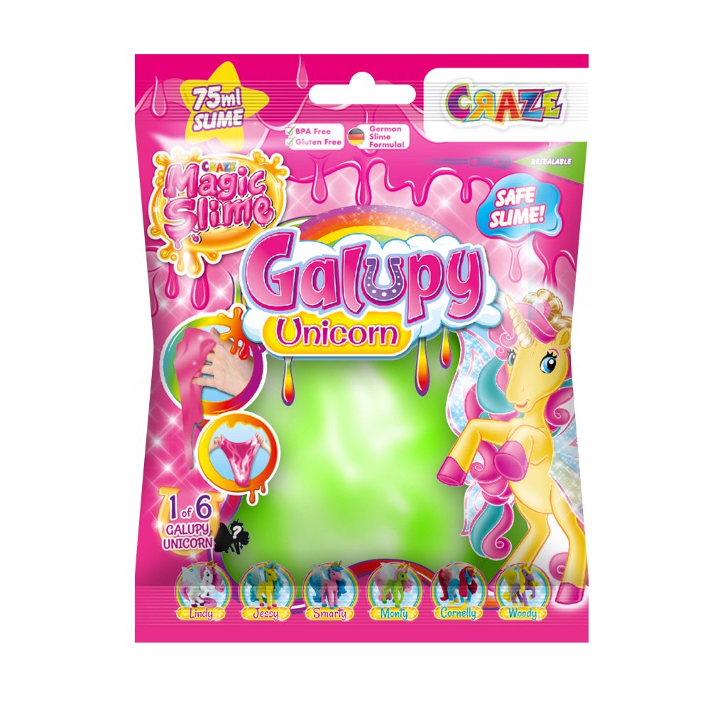 SLIME MAGIC DIVERSE CULORI IN PUNGUTA 75ML CU SURPRIZA FIGURINA UNICORN - CRAZE (CRZ46340)