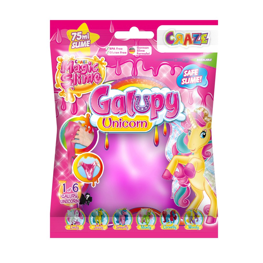 SLIME MAGIC DIVERSE CULORI IN PUNGUTA 75ML CU SURPRIZA FIGURINA UNICORN - CRAZE (CRZ46340)