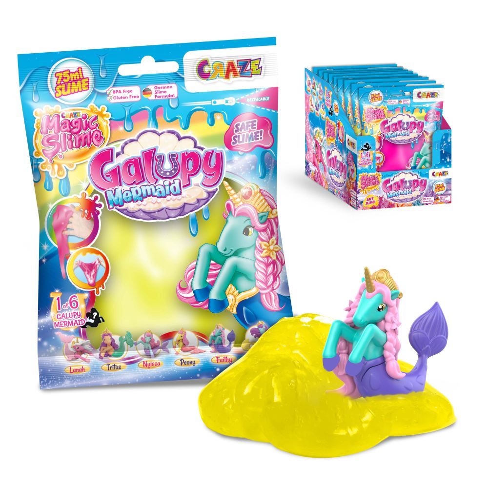 SLIME MAGIC DIVERSE CULORI IN PUNGUTA 75ML CU SURPRIZA FIGURINA SIRENA - CRAZE (CRZ46616)