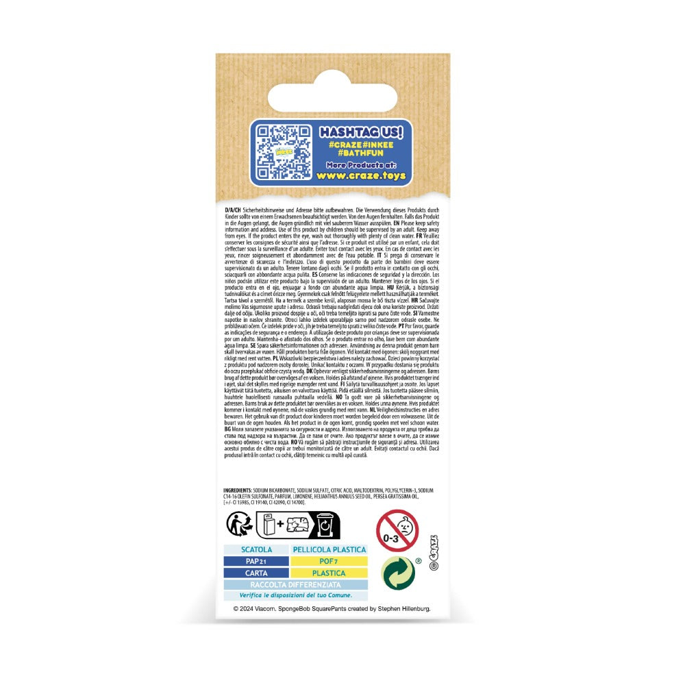 BOMBE DE BAIE INKEE 3 BUC ASORTATE IN FORMA DE SPONGEBOB - CRAZE (CRZ48740)