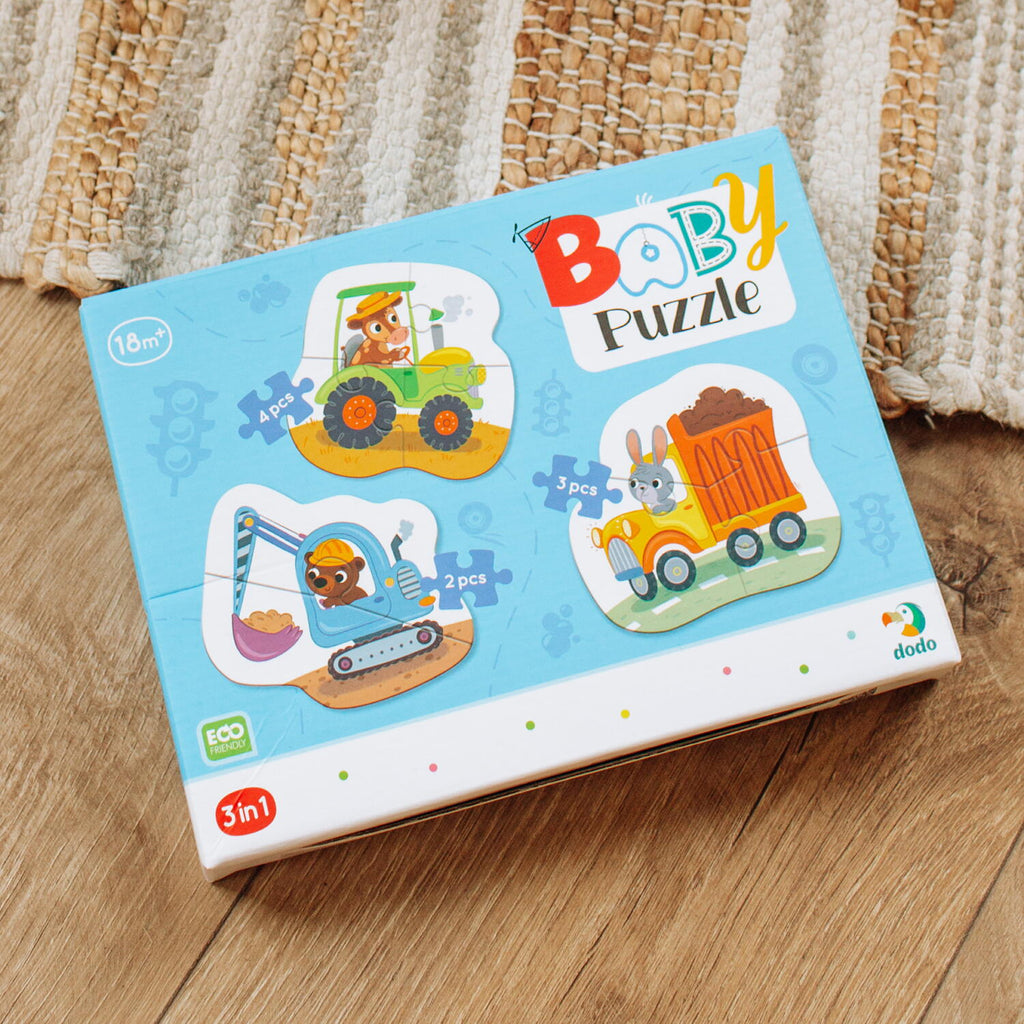 BABY PUZZLE 3 IN 1 - MIJLOACE DE TRANSPORT (2,3,4 PIESE) - DODO (DO300392)