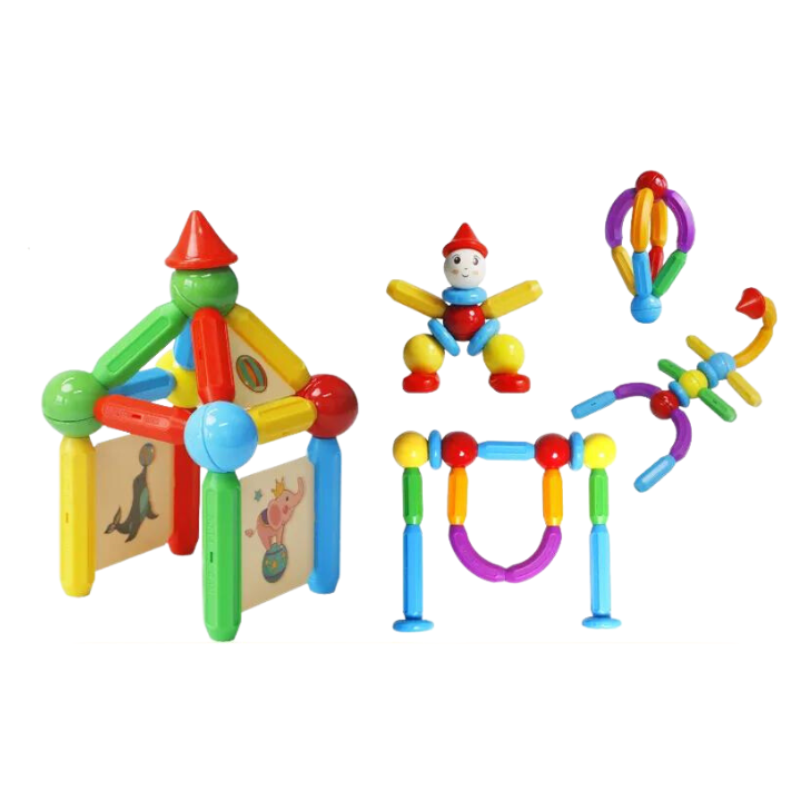 SET DE CONSTRUCTIE MAGNETIC - STICK (48 PIESE) - MAGPLAYER (65363) - Libelula Vesela - Jucarii