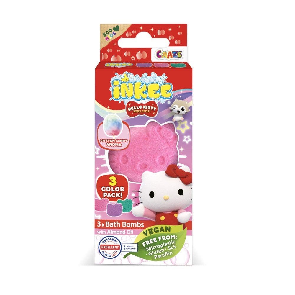 BOMBE DE BAIE INKEE 3 BUC ASORTATE IN FORMA DE HELLO KITTY - CRAZE (CRZ50538)
