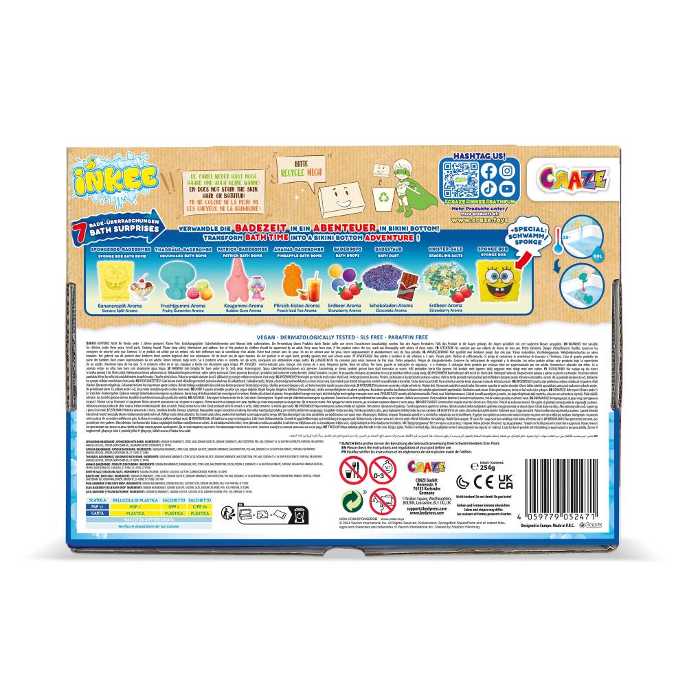 SET CADOU DE BAIE INKEE CU 7 SURPRIZE SPONGEBOB - CRAZE (CRZ52471)