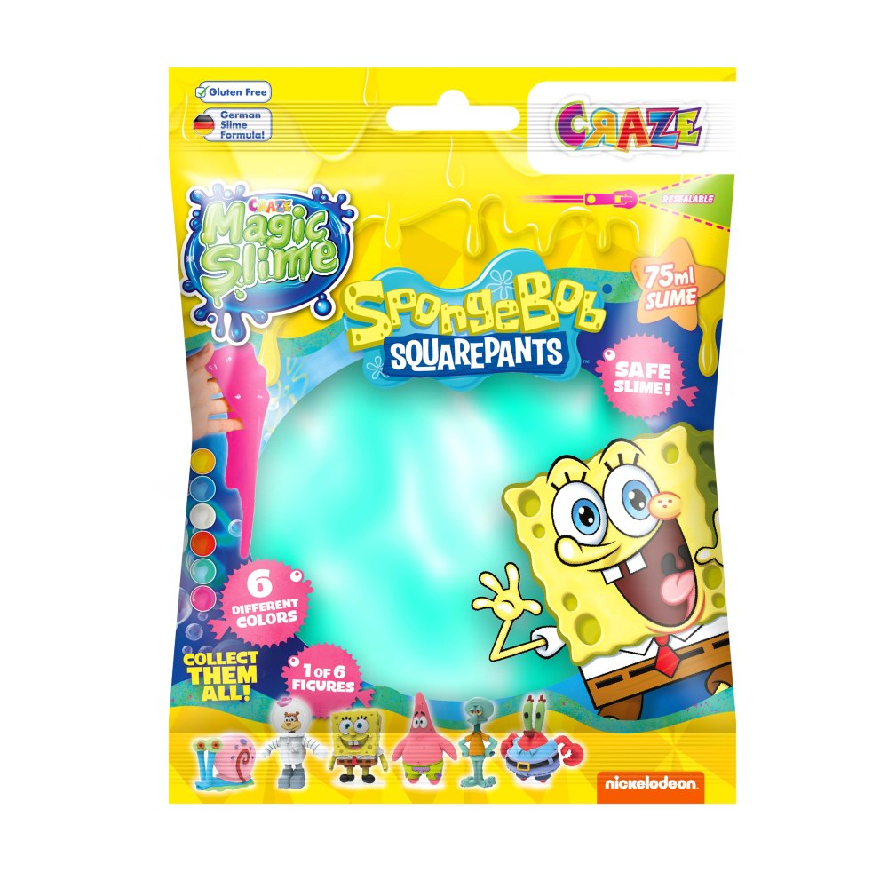 SLIME MAGIC DIVERSE CULORI IN PUNGUTA 75ML CU SURPRIZA FIGURINA SPONGEBOB - CRAZE (CRZ52754)