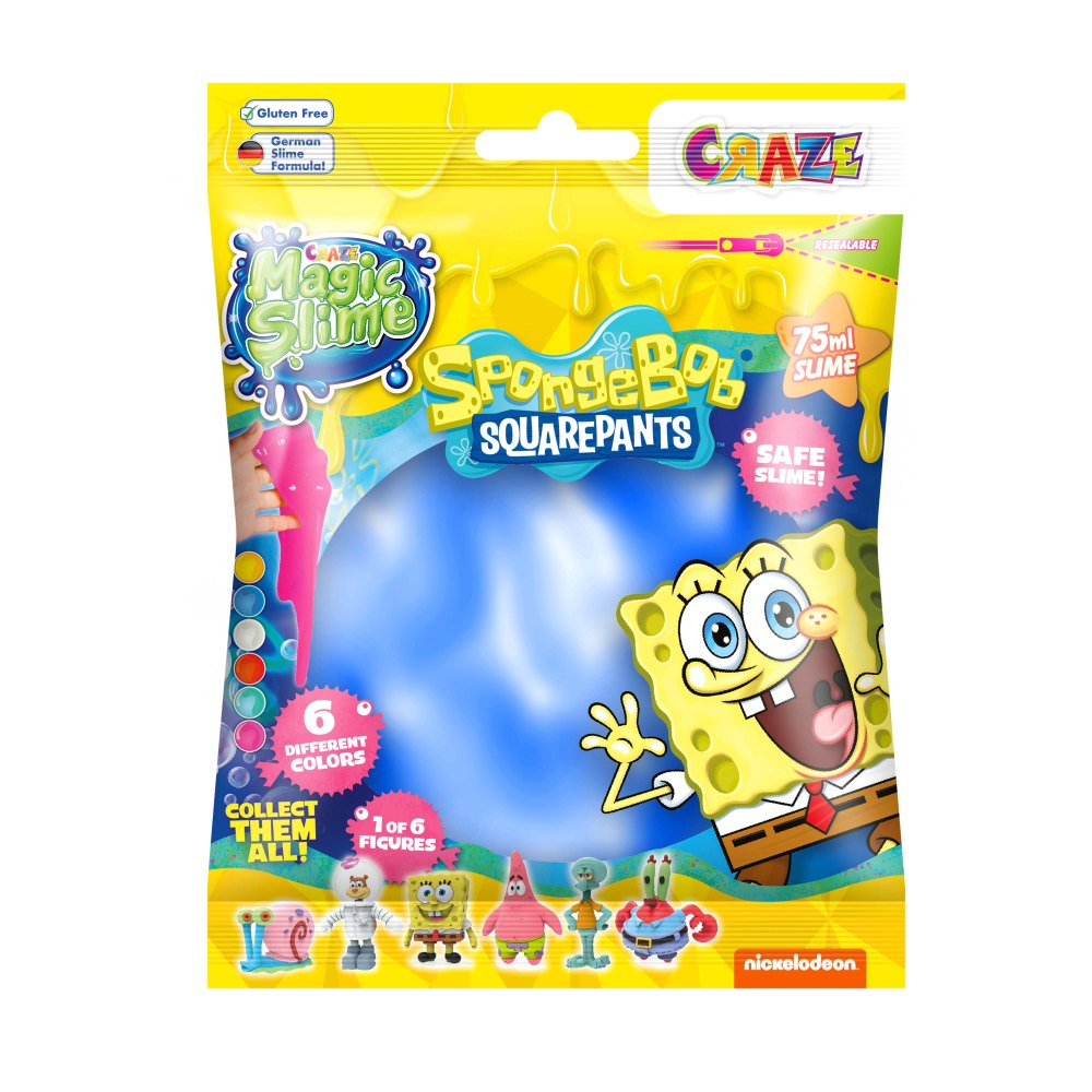 SLIME MAGIC DIVERSE CULORI IN PUNGUTA 75ML CU SURPRIZA FIGURINA SPONGEBOB - CRAZE (CRZ52754)