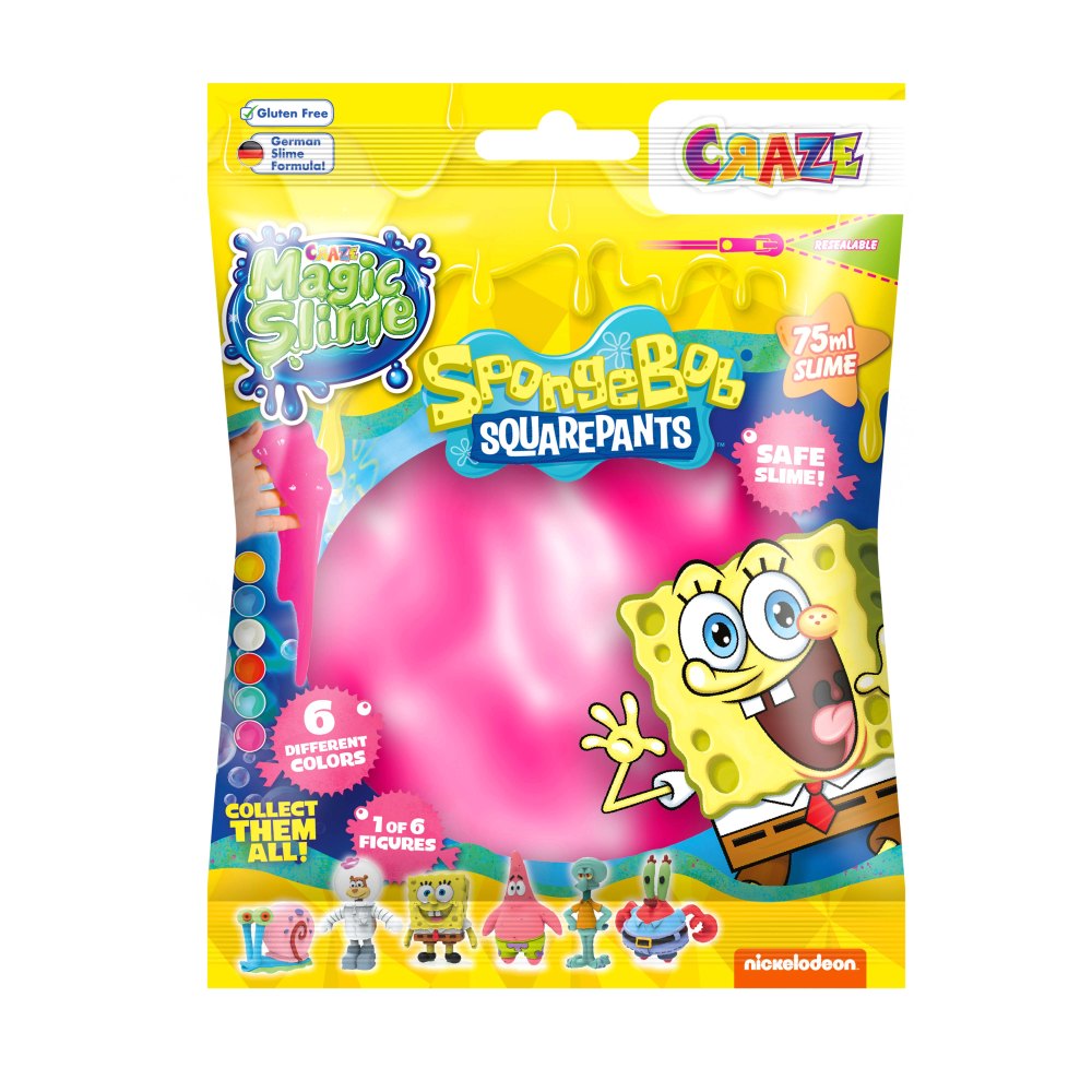 SLIME MAGIC DIVERSE CULORI IN PUNGUTA 75ML CU SURPRIZA FIGURINA SPONGEBOB - CRAZE (CRZ52754)