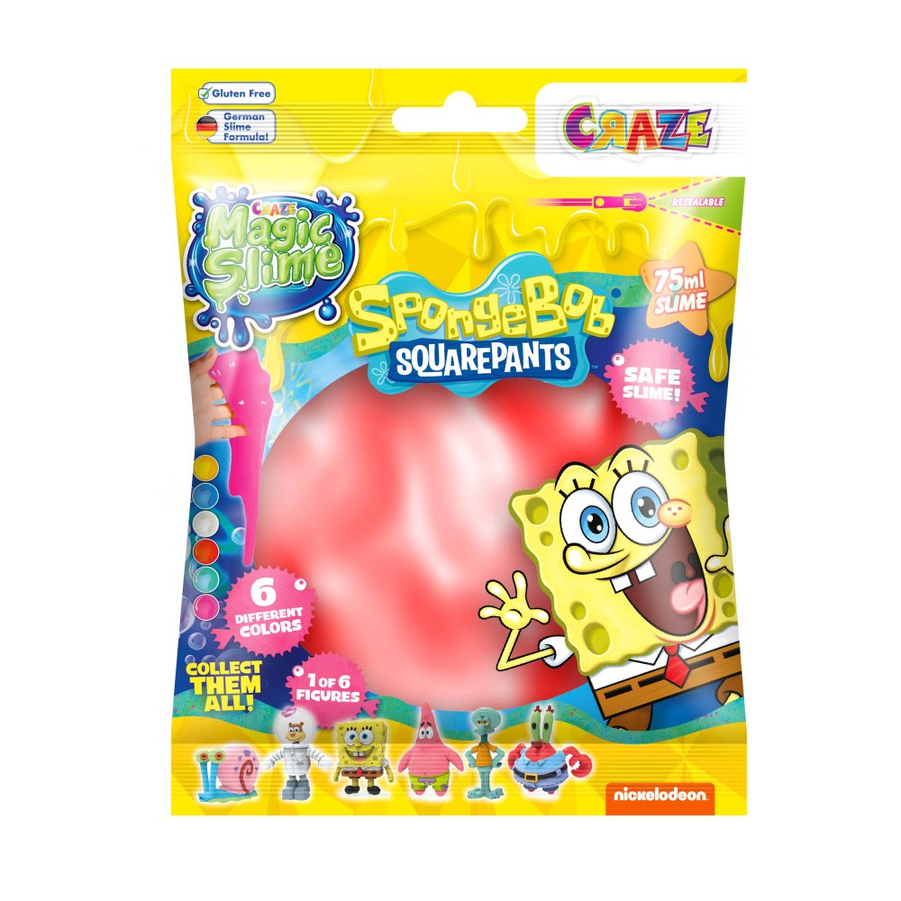 SLIME MAGIC DIVERSE CULORI IN PUNGUTA 75ML CU SURPRIZA FIGURINA SPONGEBOB - CRAZE (CRZ52754)