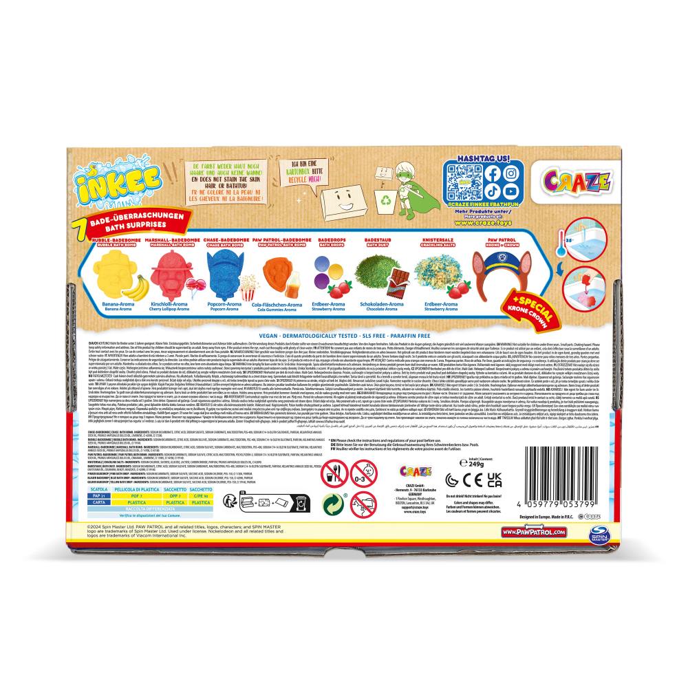SET CADOU DE BAIE INKEE CU 7 SURPRIZE PAW PATROL - CRAZE (CRZ53799)