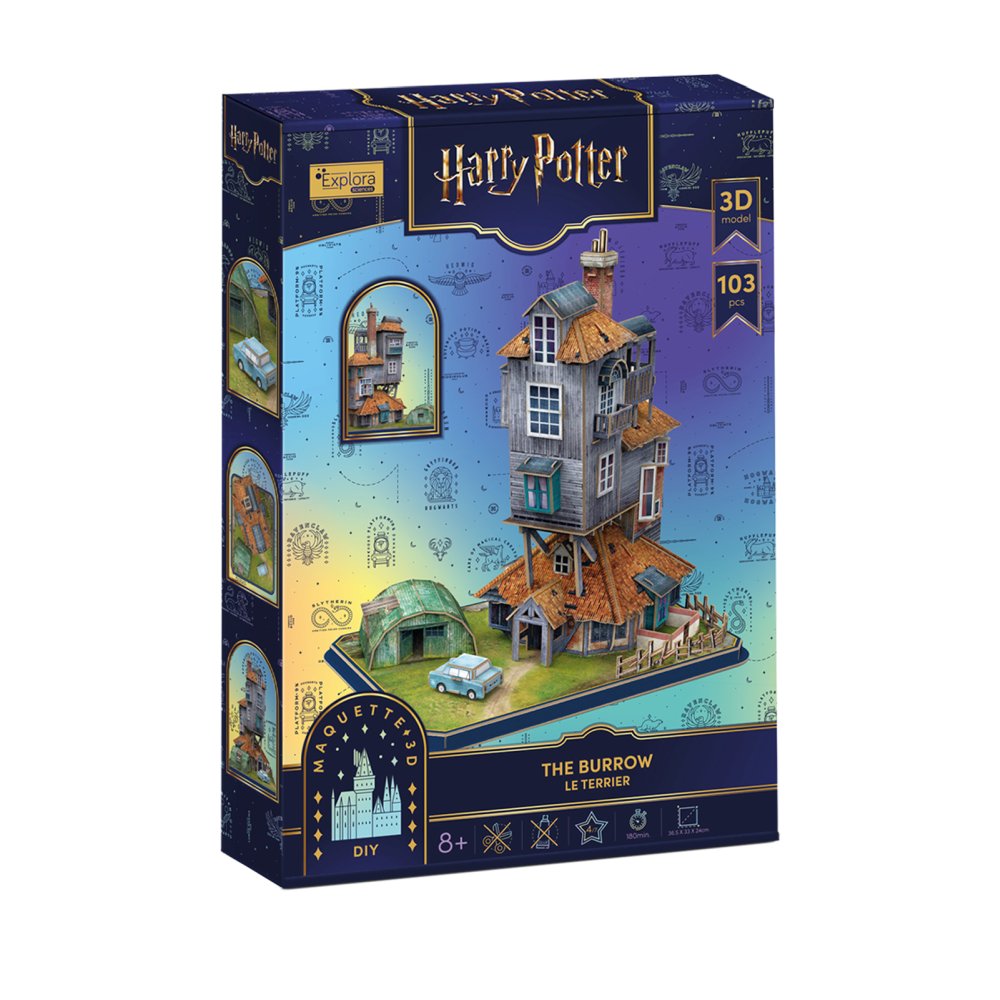 PUZZLE 3D HARRY POTTER THE BURROW LOCUINTA FAMILIEI WEASLEY 103 PIESE - CUBIC FUN (CU540309)