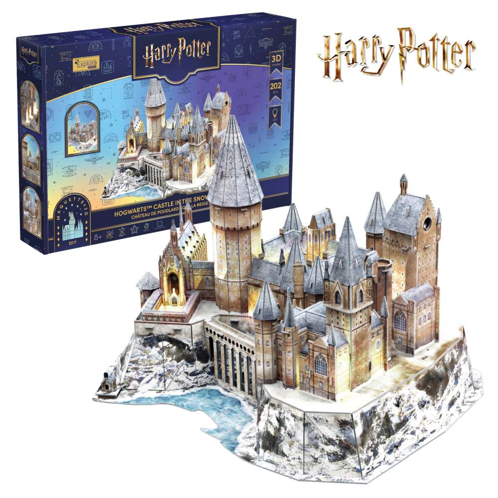 PUZZLE 3D CU LED HARRY POTTER CASTELUL HOGWARTS IN ZAPADA 202 PIESE - CUBIC FUN (CU540312)