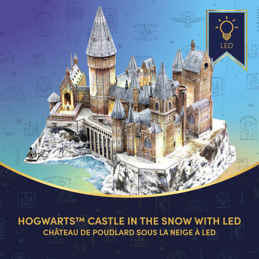 PUZZLE 3D CU LED HARRY POTTER CASTELUL HOGWARTS IN ZAPADA 202 PIESE - CUBIC FUN (CU540312)