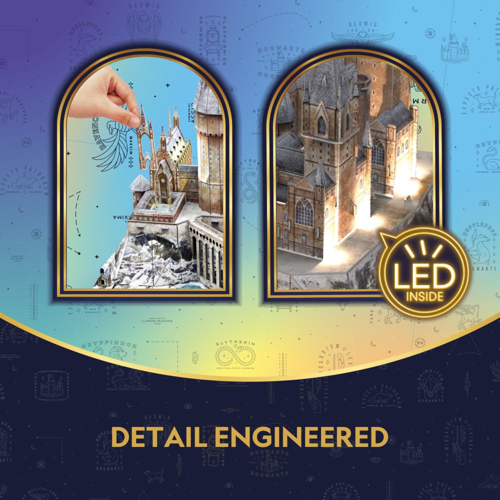 PUZZLE 3D CU LED HARRY POTTER CASTELUL HOGWARTS IN ZAPADA 202 PIESE - CUBIC FUN (CU540312)