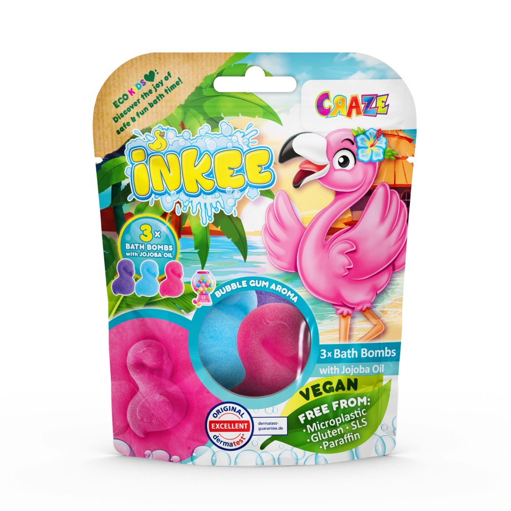 BOMBE DE BAIE INKEE 3 BUC ASORTATE IN FORMA DE FLAMINGO - CRAZE (CRZ55380)