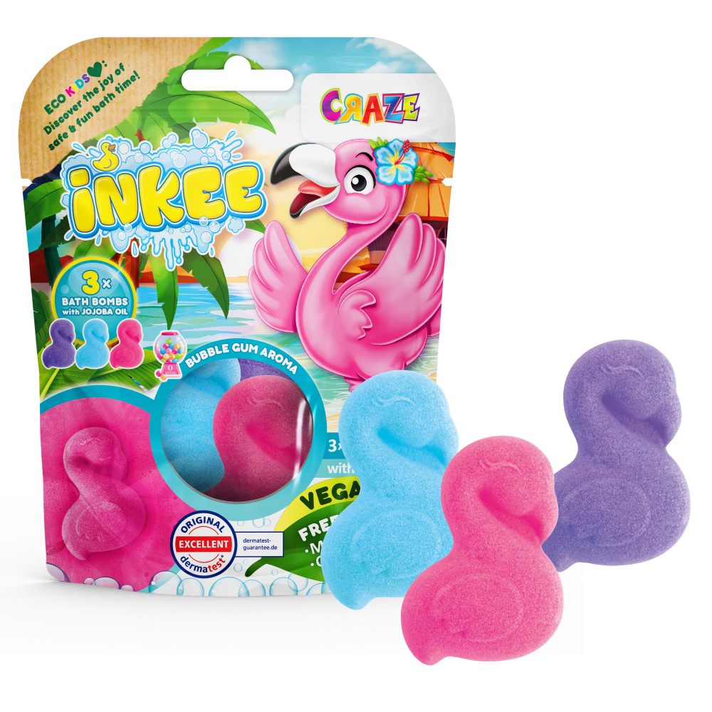 BOMBE DE BAIE INKEE 3 BUC ASORTATE IN FORMA DE FLAMINGO - CRAZE (CRZ55380)