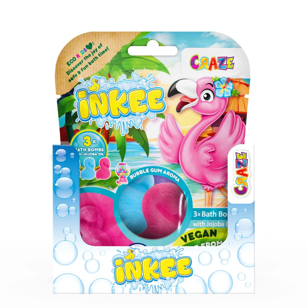 BOMBE DE BAIE INKEE 3 BUC ASORTATE IN FORMA DE FLAMINGO - CRAZE (CRZ55380)