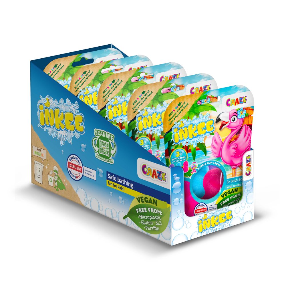 BOMBE DE BAIE INKEE 3 BUC ASORTATE IN FORMA DE FLAMINGO - CRAZE (CRZ55380)