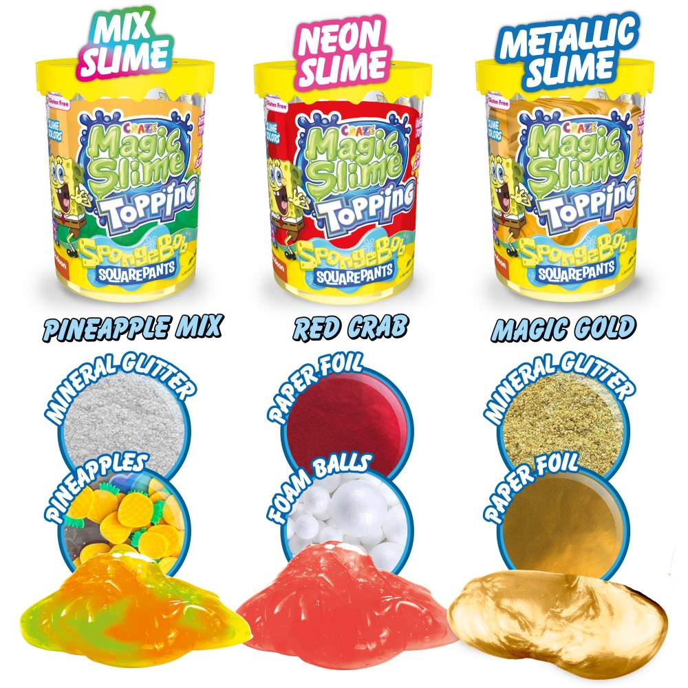 SLIME MAGIC SPONGEBOB 70 ML CU SCLIPICI SI TOPPING MODELE ASORTATE - CRAZE (CRZ54185)