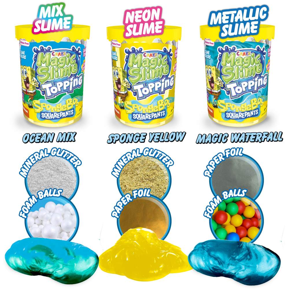 SLIME MAGIC SPONGEBOB 70 ML CU SCLIPICI SI TOPPING MODELE ASORTATE - CRAZE (CRZ54185)