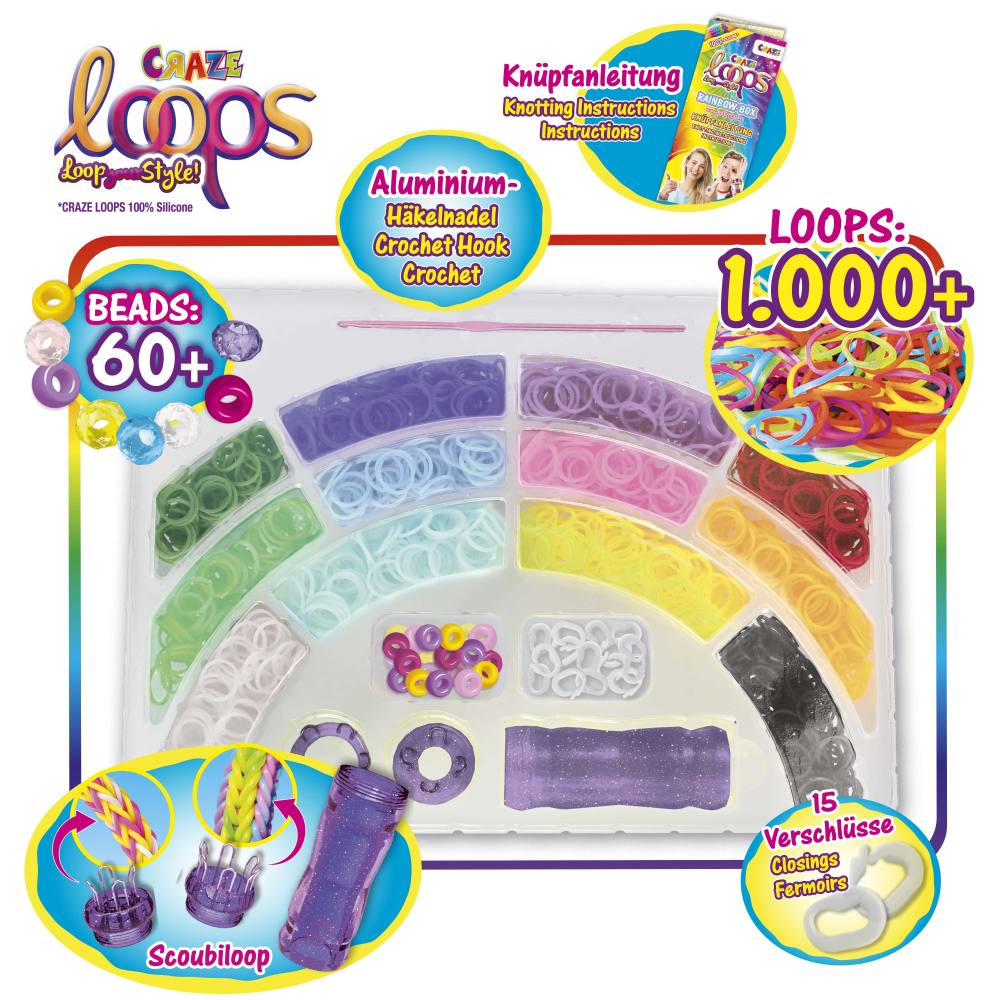 SET DE CREATIE CU 1000 DE ELASTICE PENTRU CONFECTIONARE BIJUTERII - CRAZE (CRZ59661)