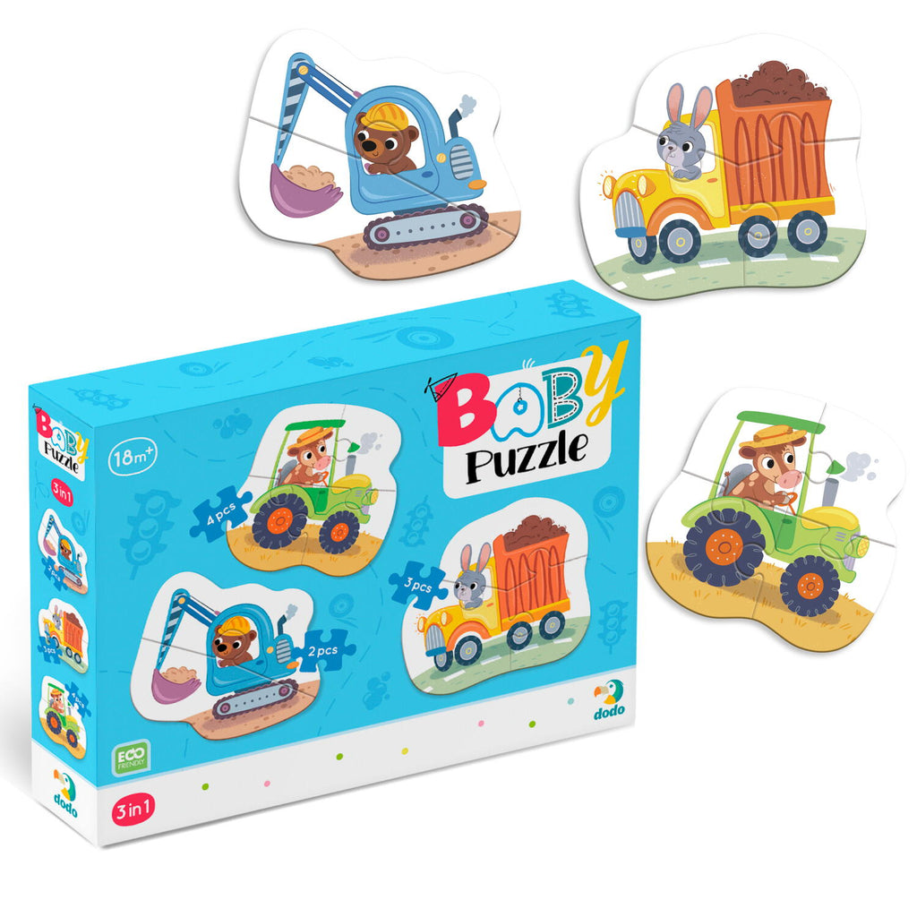 BABY PUZZLE 3 IN 1 - MIJLOACE DE TRANSPORT (2,3,4 PIESE) - DODO (DO300392)