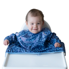 BAVETA CU MANECI SI VENTUZE - FLEUR DE JARDIN (ALBASTRU) - TIDY TOT (CCFB)