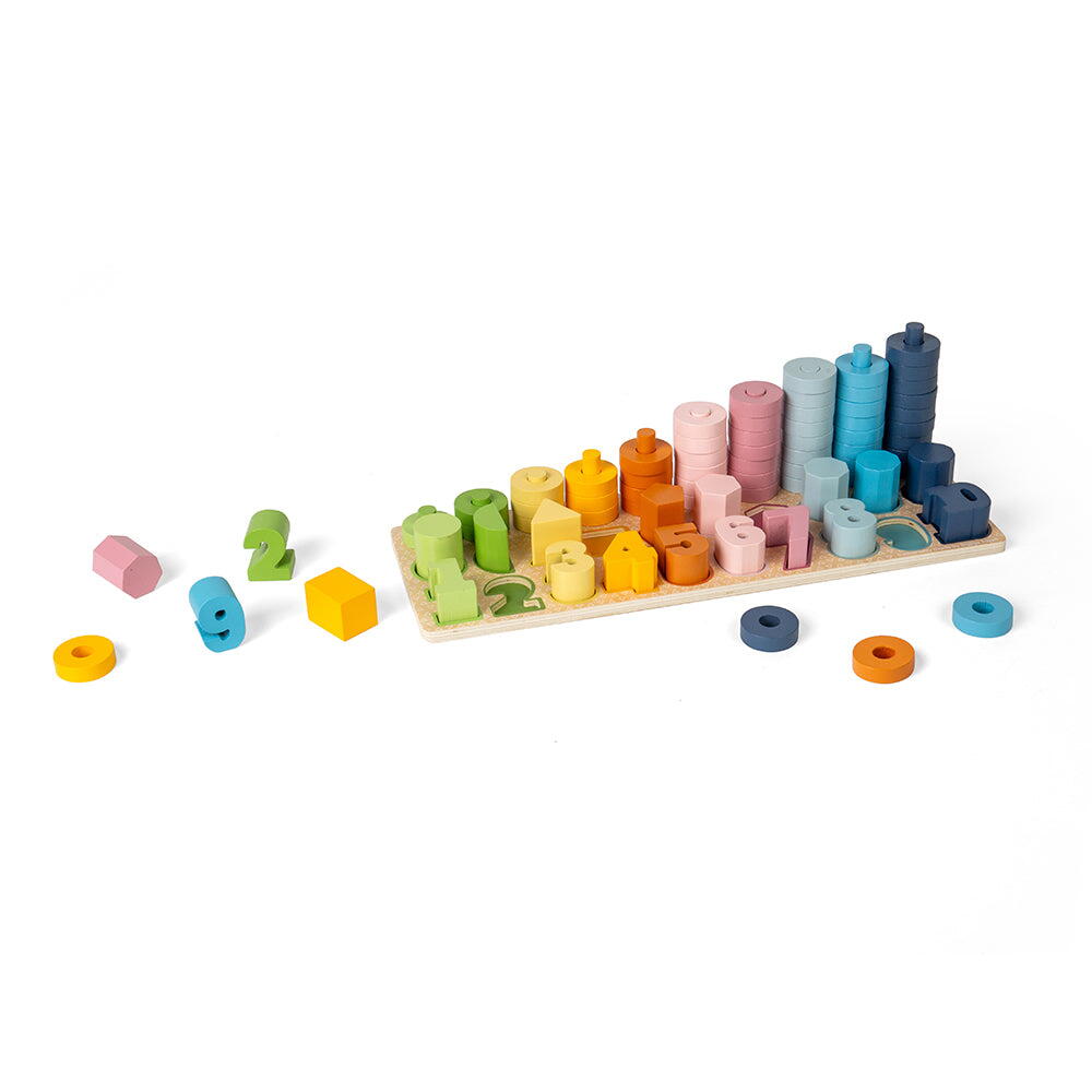 NUMARATOARE CU DISCURI SI FORME GEOMETRICE - BIGJIGS TOYS (36011) - Libelula Vesela - Jucarii