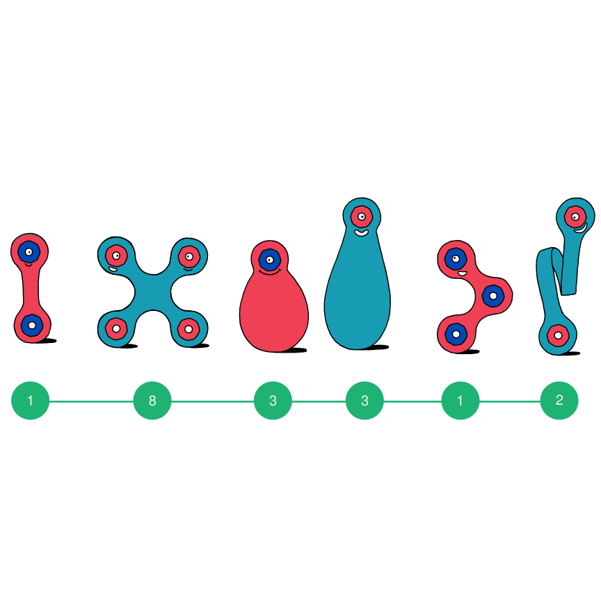 CLIXO® MAGNETIC BUILDING TOY - ITSY FLAMINGO &amp; TURQUOISE (18 PIECES) - CLIXO (CL-ITSY-FT-1)