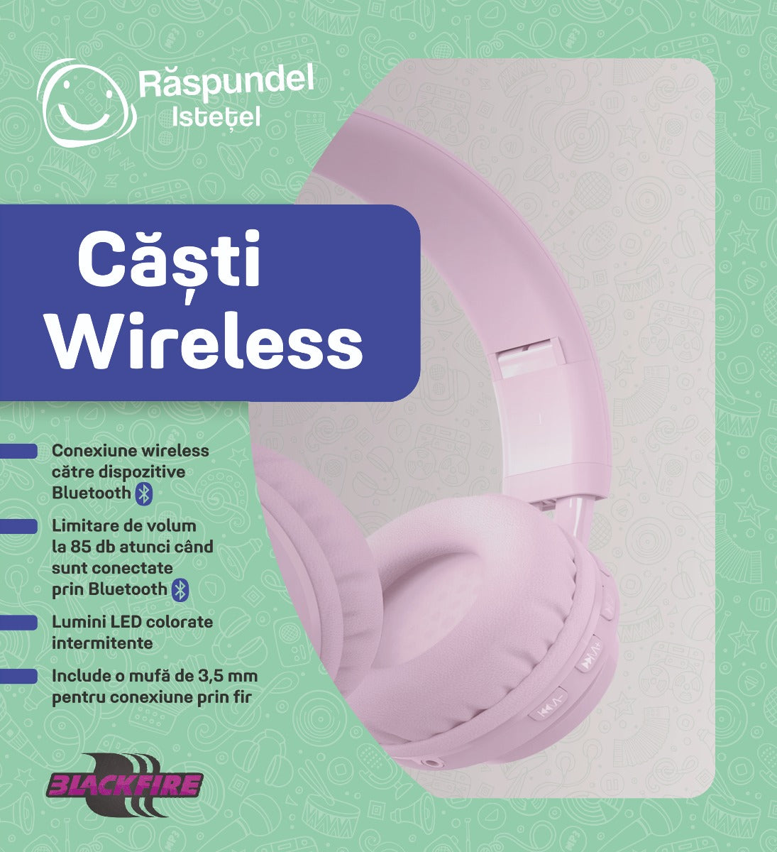 RASPUNDEL ISTETEL, CASTI WIRELESS, ROZ - ALBI (60384)