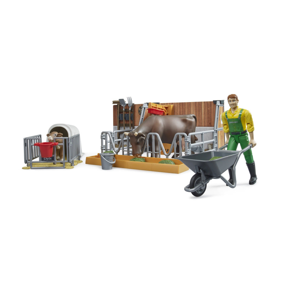 STABLE WITH COWS AND FARMER - BRUDER (BR62611)