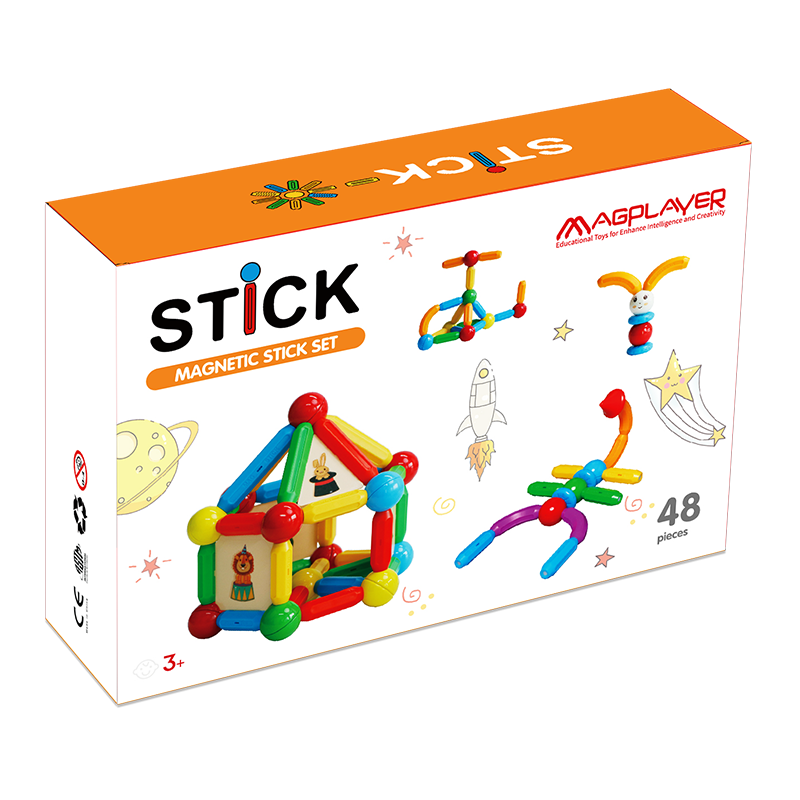 SET DE CONSTRUCTIE MAGNETIC - STICK (48 PIESE) - MAGPLAYER (65363) - Libelula Vesela - Jucarii